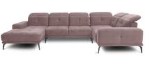 Kampinė sofa Neviro Loco 24, rožinė sp., dešininė, 201 x 350 cm x 77 cm