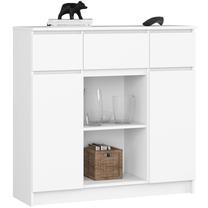 Komoda Akord Furniture Factory K100, balta sp., 98 cm x 35 cm x 101 cm
