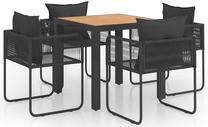 Āra mēbeļu komplekts VLX Dining, melns krās./brūns krās., 4 sēdvietas