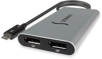 Adapteris Sonnet USB Type-C male, Displayport female x 2, 0.3 m, sudraba krās.