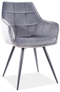 Valgomojo kėdė Lilia Velvet, juoda sp./pilka sp., 59 cm x 45 cm x 90 cm