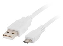 Vads Lanberg USB-A - microUSB CA-USBM-10CC USB 2.0 A male, Micro USB 2.0 B male, 3 m, balta krās.