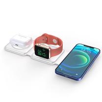 CP XP 3in1 15W Belaidis Magsafe Qi Įkroviklis Sulankstomas stovas iPhone Watch Airpods ir kitiems įrenginiams juodas