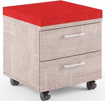 Biuro spinta Skyland Xten XMC-2D, ąžuolo sp./raudona sp., 50.4 cm x 45 cm x 46.5 cm