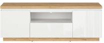 TV staliukas Erla, ąžuolo/balta, 158 cm x 41 cm x 55 cm