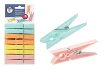 Veļas saspraudes 5906900010468, 9 cm x 3.5 cm, 16 gab., daudzkrāsaina