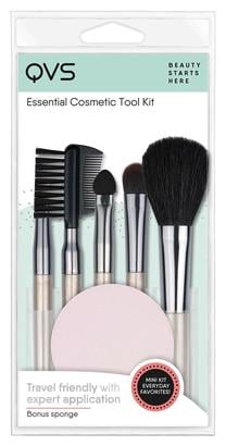 Набор кистей для макияжа QVS Essential Cosmetic Brush Kit, 6 шт., многоцветный