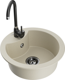 Кухонная мойка Mexen Diego 6512-69-670200-70, гранит, 48.8 см x 48.8 см x 16.7 см, черный цв./бежевый цв.