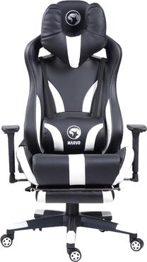 Игровой стул Marvo CH-135, 52 x 58 x 125 - 135 см, белый цв./черный цв.