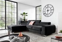 Kampinė sofa Grayson Velvetmat 6, tamsiai pilka sp., kairinė, 205 x 278 cm x 92 cm