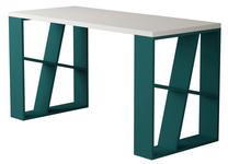 Kirjutuslaud Kalune Design Honey 855DTE3812, 60 cm x 140 cm, 75 cm, valge v./türkiissinine v.
