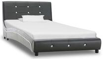 Lova viengulė VLX Faux Leather 280322, 90 x 200 cm, pilka sp., be čiužinio, su grotelėmis