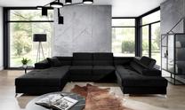 Kampinė sofa Eduardo Kronos 07, juoda sp., dešininė, 202 x 345 cm x 90 cm
