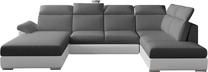 Kampinė sofa Evanell Sawana 05, Soft 17, balta sp./tamsiai pilka sp., kairinė, 216 x 330 cm x 102 cm