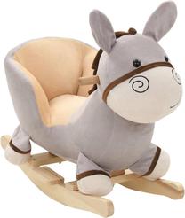 Supamas žaislas VLX Donkey 80222, mediena, metalas, pliušas, pilka sp.