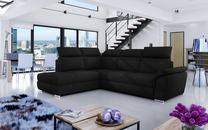 Kampinė sofa Loreto Kronos 07, juoda sp., kairinė, 210 x 260 cm x 102 cm