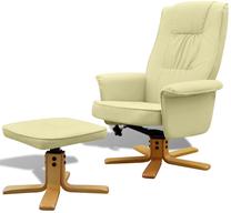 Krėslas VLX With Footrest, kreminė sp., 77 cm x 73 cm x 101 cm