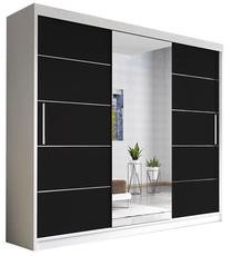 Spinta Idzczak Meble Alba, juoda sp., 250 cm x 61 cm x 218 cm, su veidrodžiu