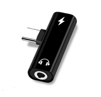 Adapteris Fusion Accessories FSN-V2-TYPC-35-BK USB-C - USB-C/3.5mm USB-C male, 3.5mm/USB-C female, melna krās.