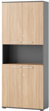 Biuro spinta Szynaka Meble, ąžuolo sp./pilka sp., 219 cm x 38 cm x 90 cm