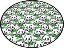 Vonios grindų kilimėlis Foutastic Panda 359CHL4582, balta sp./juoda sp./žalia sp., 200 cm x 200 cm, Ø 200 cm