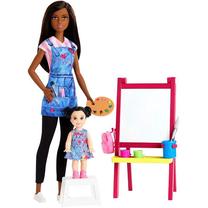 Lėlė Mattel Barbie You Can be Anything - Dark Skin Doll Art Teacher with Brunette kid Doll, 29 cm