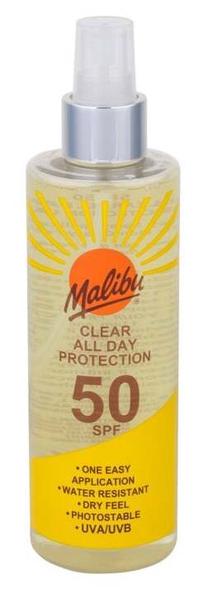 Purškiklis įdegio priežiūrai kūnui Malibu Clear All Day SPF50, 250 ml