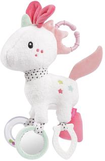 Rotaļlietas ratiem BabyFehn Activity Unicorn With Ring, balta krās.