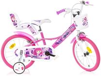 Vaikiškas dviratukas su papildomais ratukais, vaikų Dino Bikes Fairy, balta sp./rožinė sp./violetinė sp., 16"