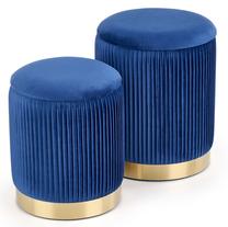 Pufas Monty, mėlynas/aukso, 44 cm x 44 cm x 36 cm