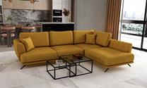 Kampinė sofa Larde Gojo 45, geltona sp., dešininė, 191 x 276 cm x 90 cm