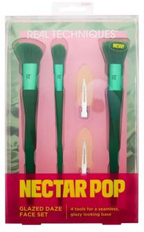 Dekoratīvās kosmētikas otu komplekts Real Techniques Nectar Pop Glazed Daze Face Set 143740, 5 gab., zaļa krās.
