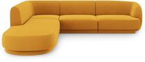 Kampinė sofa Micadoni Home Miley Velvet 6 Seats, geltona sp., kairinė, 252 x 220 cm x 74 cm