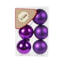 Eglutės žaisliukų rinkinys Christmas Touch N3/6006AB, violetinė sp., 6 cm, plastikas, 6 vnt.