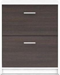 Batų dėžė Nepo Plus SFB2K2-BI/WE, ruda/balta, 70 cm x 27.5 cm x 84 cm