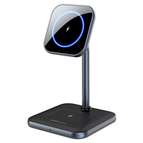 Telefono įkroviklis AceFast E1 2-in-1, USB-C/2 x Qi Wireless, juoda sp., 15 W