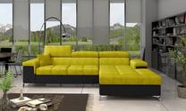 Kampinė sofa Ricardo Omega 68, Soft 11, juoda sp./geltona sp., dešininė, 205 x 280 cm x 90 cm