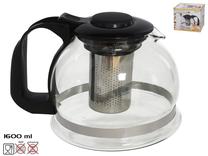 Tējkanna ar sietiņu Kitchen&GO, 1.6 l, caurspīdīga krās./melna krās.