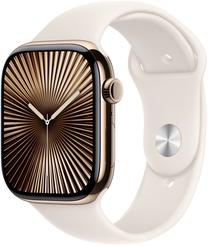 Viedais pulkstenis Apple Watch Series 10 GPS + Cellular 46mm Starlight Sport Band M/L, gold titanium krās.