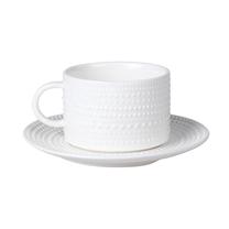 Puodelis su lėkštute Masterjero Beads LH5444-250, balta sp., 0.25 l