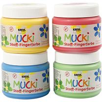 Dažai guašas Creativ Company Mucki Finger Paint, 150 ml, mėlyna sp., 4 vnt., 4 sp.