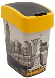 Šiukšliadėžė Curver Deco Flip, geltona sp./pilka sp., 25 l, 47 cm x 26 cm