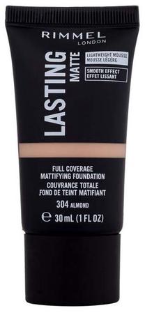 Šķidrā grima bāze Rimmel London Lasting Matte, brūna krās., 304 almond, 30 ml