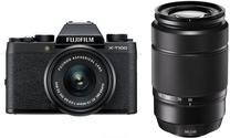 Sisteminis fotoaparatas Fujifilm X-T100 + XC 15-45mm/f3.5-5.6 OIS PZ + XC 50-230mm f/4.5-6.7 OIS II, juoda sp.