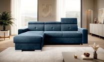 Kampinė sofa Fresia Lukso 40, tamsiai mėlyna sp., kairinė, 176 x 247 cm x 104 cm