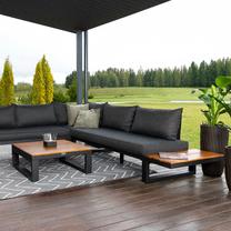 Lauko baldų komplektas Domoletti Luxury, juoda sp./medžio sp./tamsiai pilka sp., 5 vietų