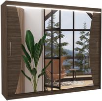 Spinta ADRK Diego LED, šokolado sp., 58 cm x 250 cm x 215 cm, su veidrodžiu