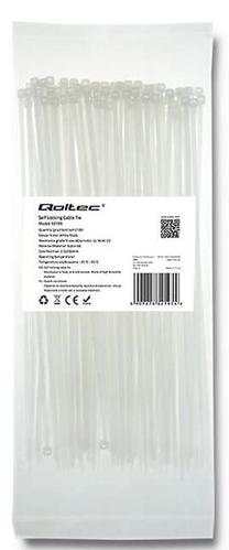 Крепежные хомуты Qoltec 52195, 200 x 2.5 мм, 100 шт., белый цв.
