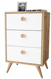 Naktinis staliukas Kalune Design VL68-211, balta sp./pušies sp, 78.6 cm x 49 cm x 40 cm