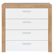 Komoda Balder KOM4S, ąžuolo sp./balta sp., 88 cm x 39 cm x 90 cm